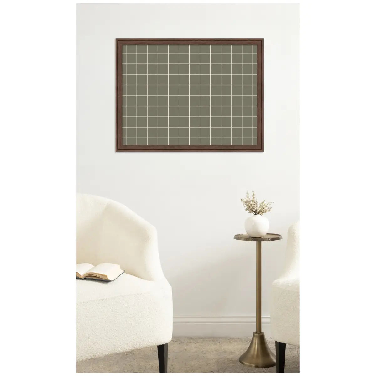 Bulletin Board - Framed Fabric Pinboard Sage Green Plaid - Wall Organization - kateandlaurel