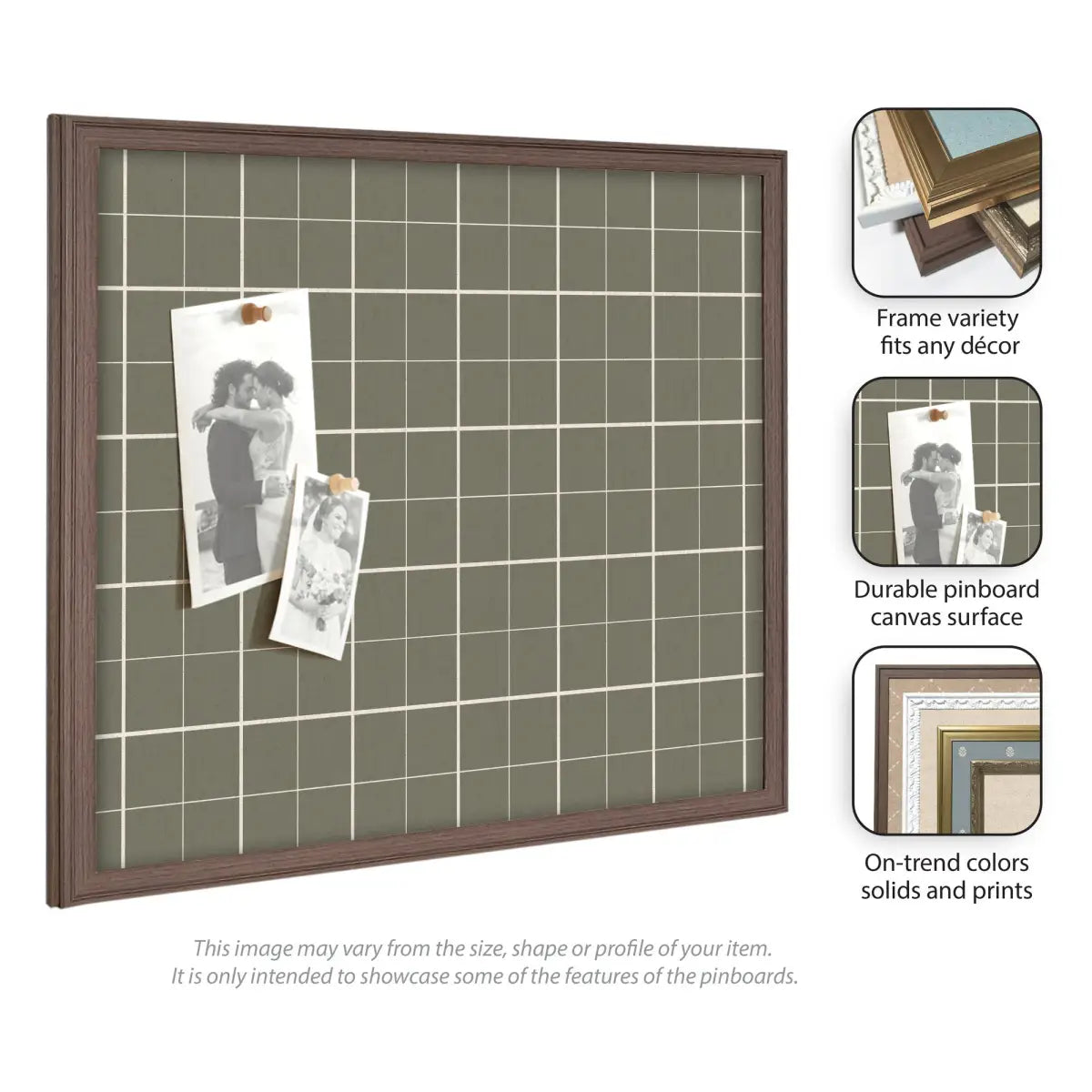 Bulletin Board - Framed Fabric Pinboard Sage Green Plaid - Wall Organization - kateandlaurel