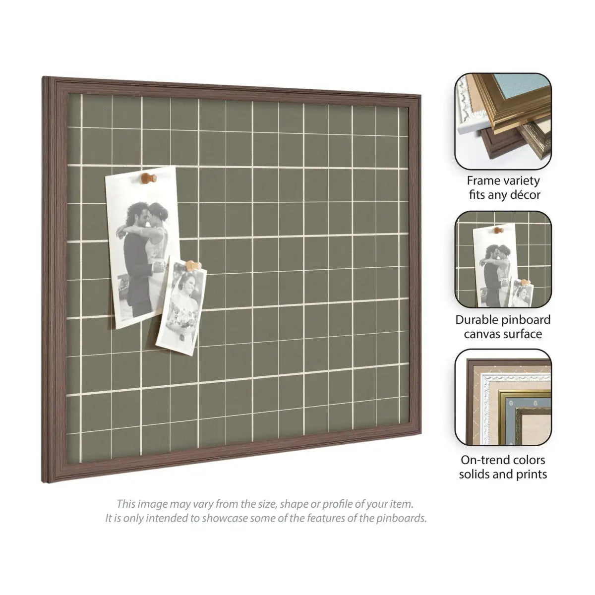 Bulletin Board - Framed Fabric Pinboard Sage Green Plaid - Wall Organization - kateandlaurel
