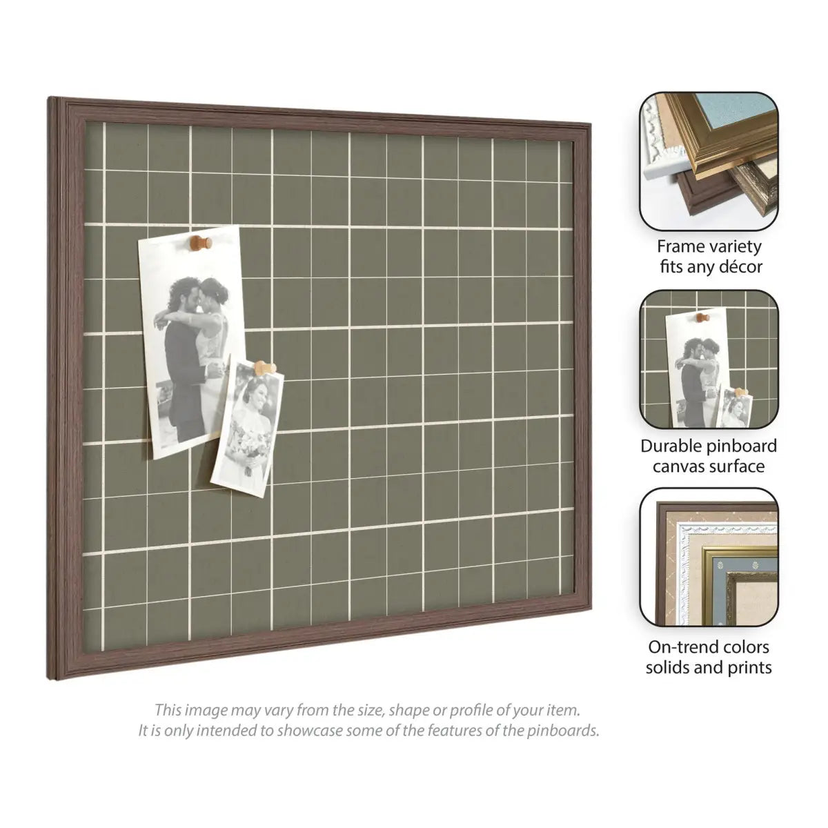Bulletin Board - Framed Fabric Pinboard Sage Green Plaid - Wall Organization - kateandlaurel