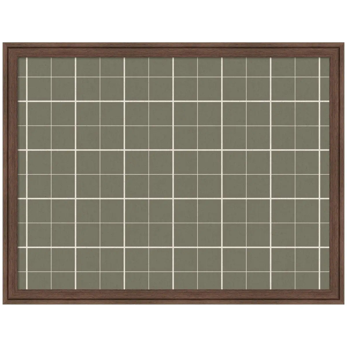 Bulletin Board - Framed Fabric Pinboard Sage Green Plaid - Wall Organization - Florence Medium Brown / 26 x 20