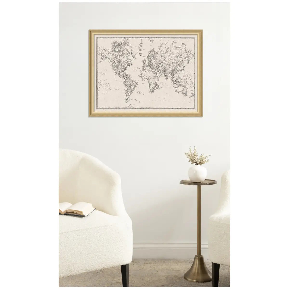 Bulletin Board - Framed Fabric Pinboard - Vintage Black and White Linen World Map - Wall Organization - kateandlaurel