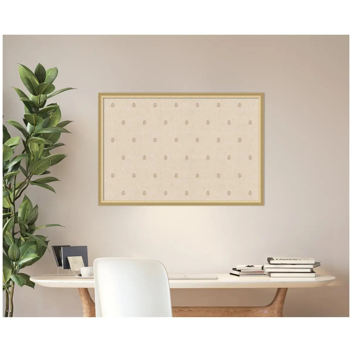 Bulletin Board - Pinboard Beige Botanical Block Print - kateandlaurel