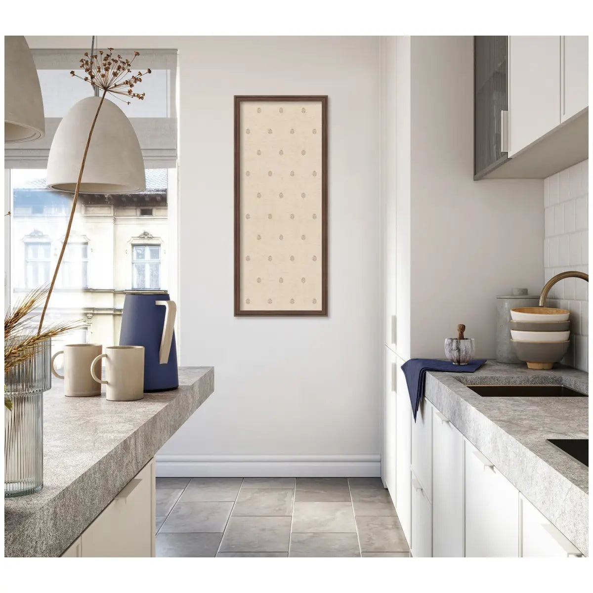 Bulletin Board - Pinboard Beige Botanical Block Print - kateandlaurel
