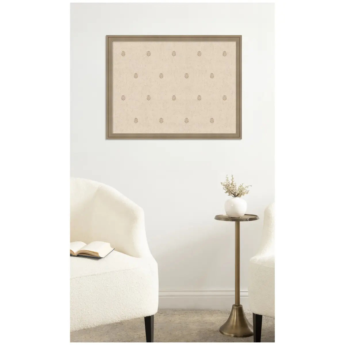 Bulletin Board - Pinboard Beige Botanical Block Print - kateandlaurel