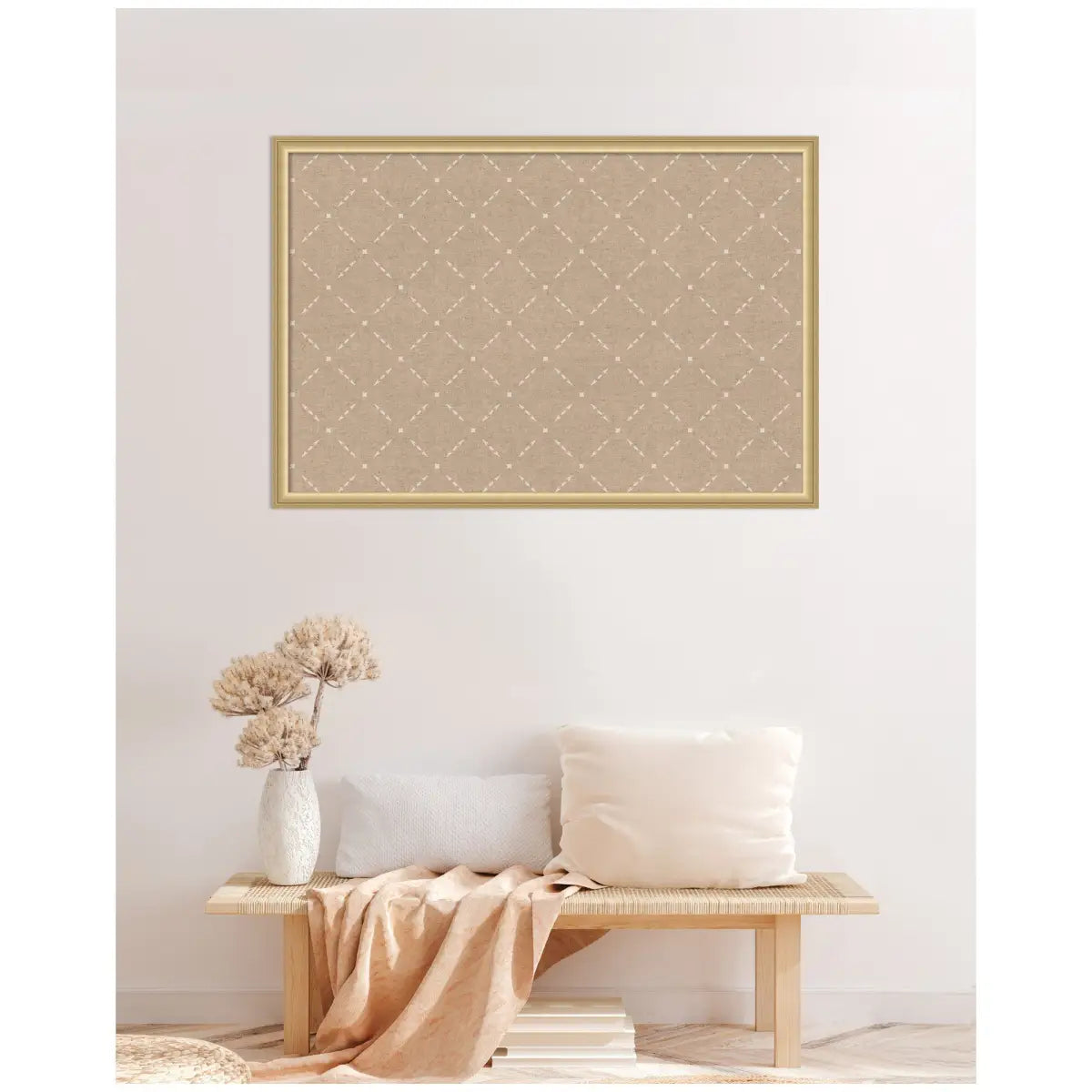 Bulletin Board - Pinboard Beige Lattice Pattern - kateandlaurel