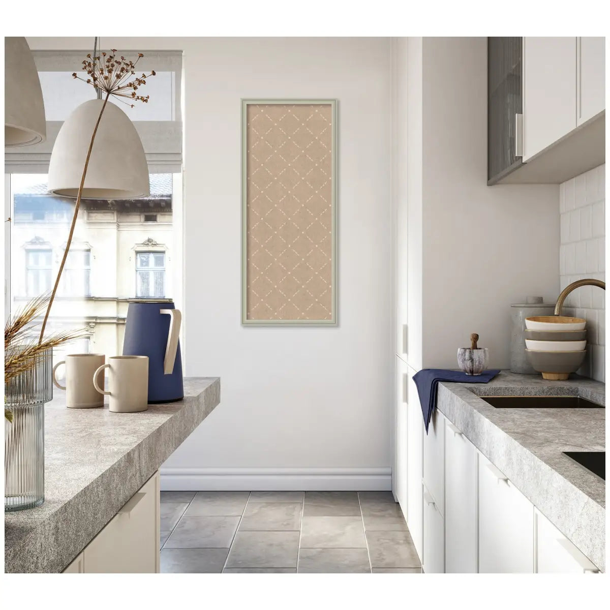 Bulletin Board - Pinboard Beige Lattice Pattern - kateandlaurel