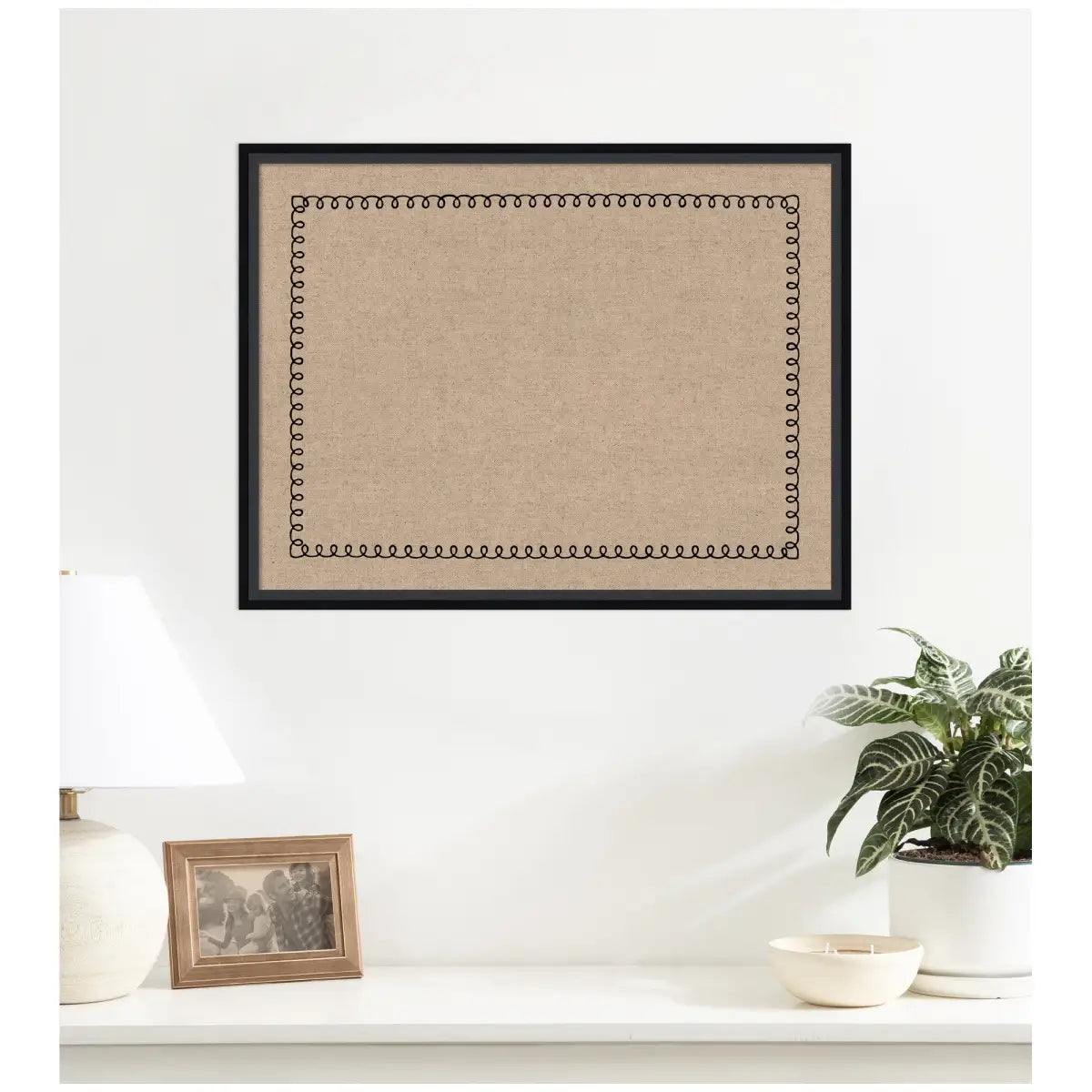 Bulletin Board Pinboard - Black Scallop Print - kateandlaurel