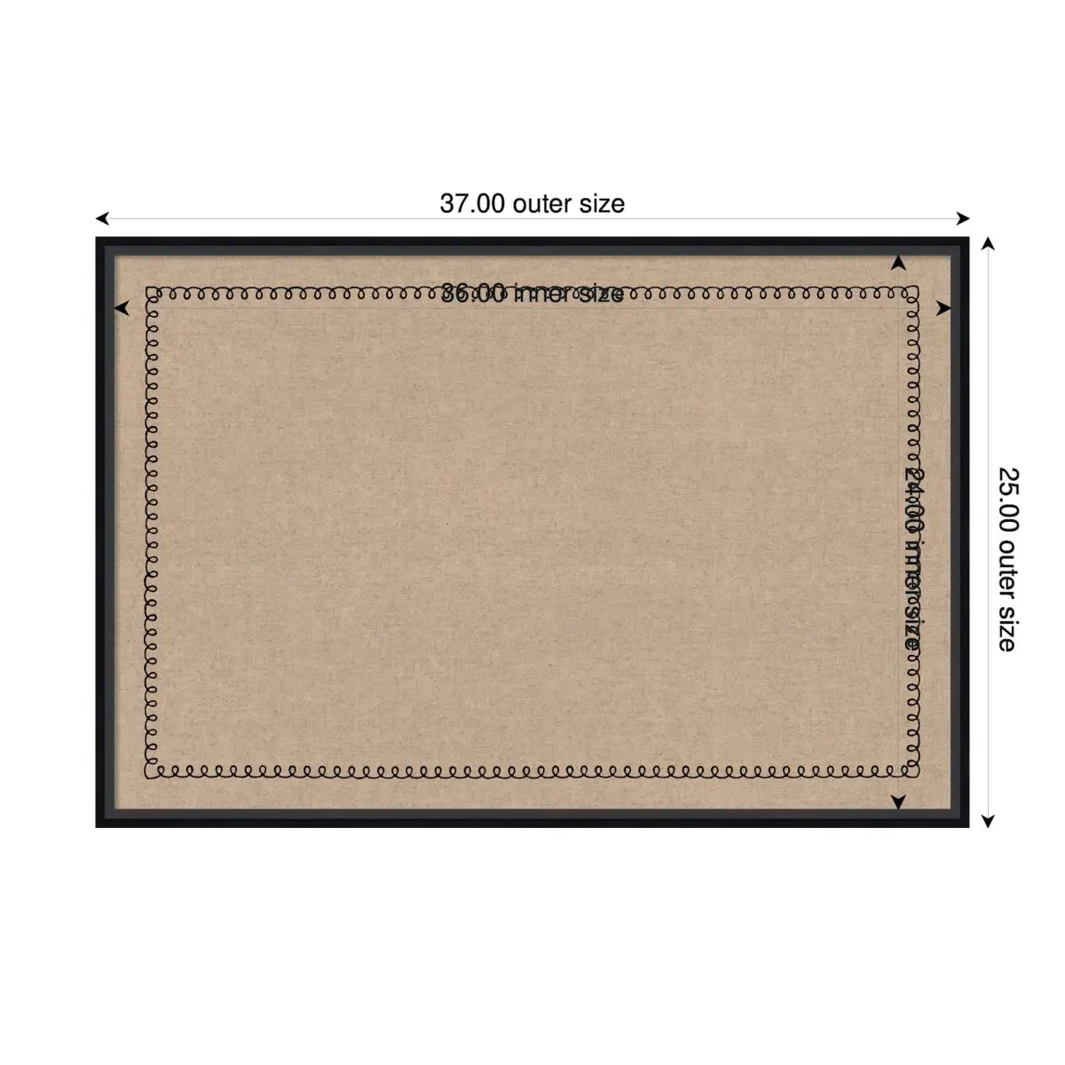 Bulletin Board Pinboard - Black Scallop Print - kateandlaurel