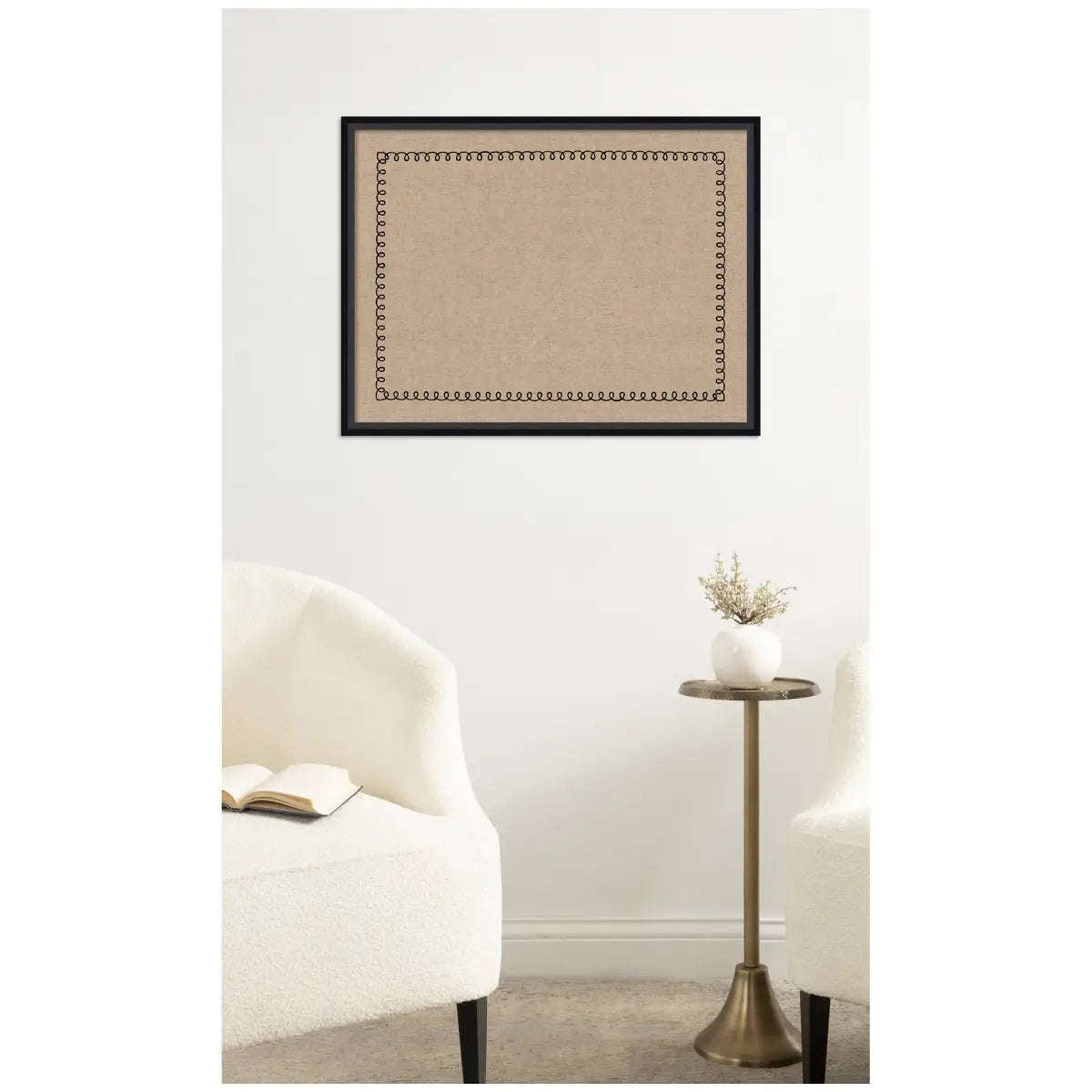 Bulletin Board Pinboard - Black Scallop Print - kateandlaurel