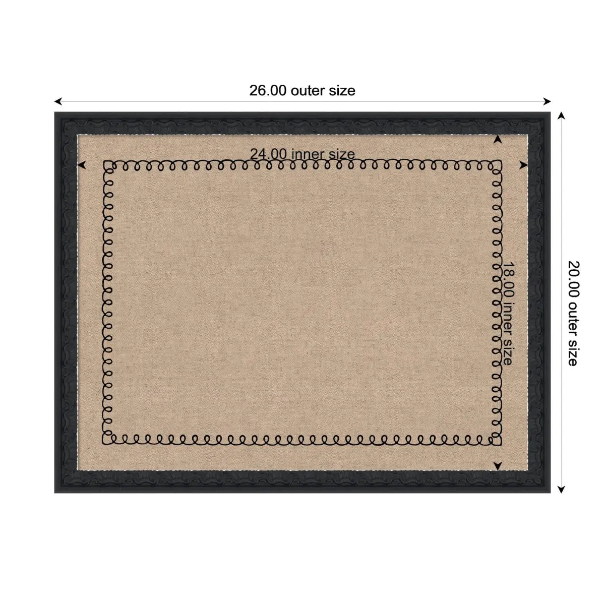 Bulletin Board Pinboard - Black Scallop Print - kateandlaurel