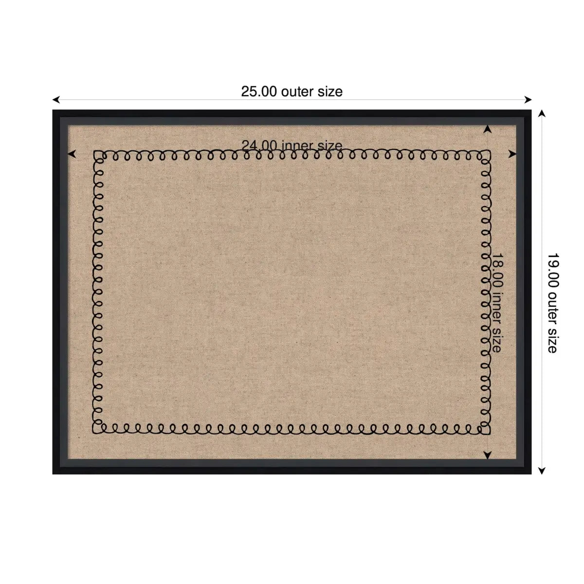Bulletin Board Pinboard - Black Scallop Print - kateandlaurel