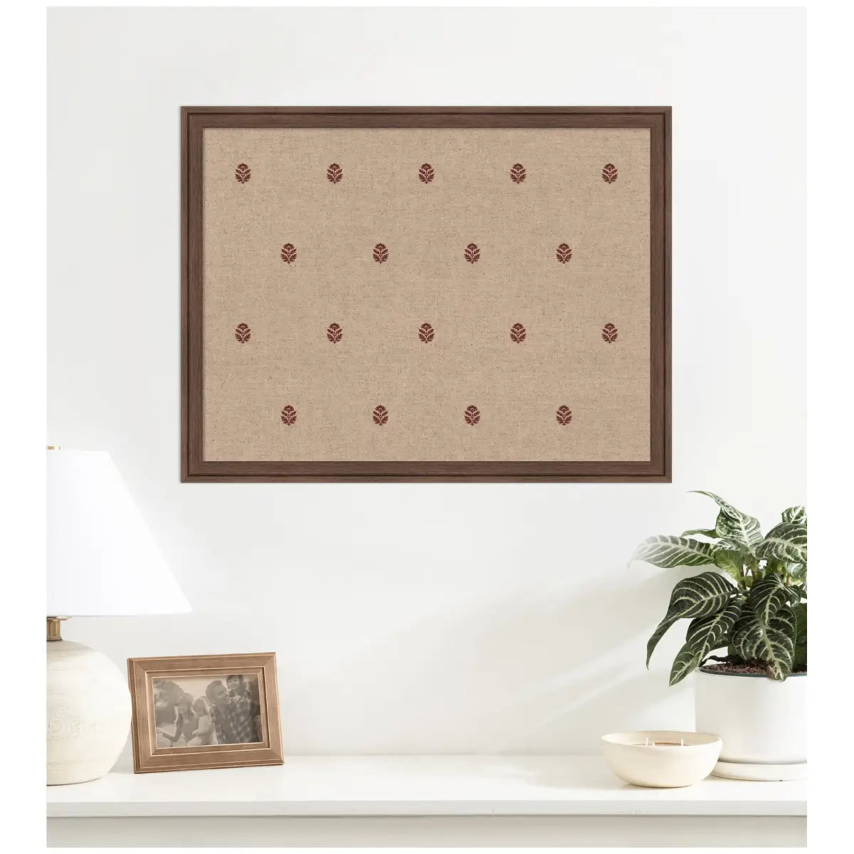 Bulletin Board - Pinboard Red Botanical Block Print - kateandlaurel