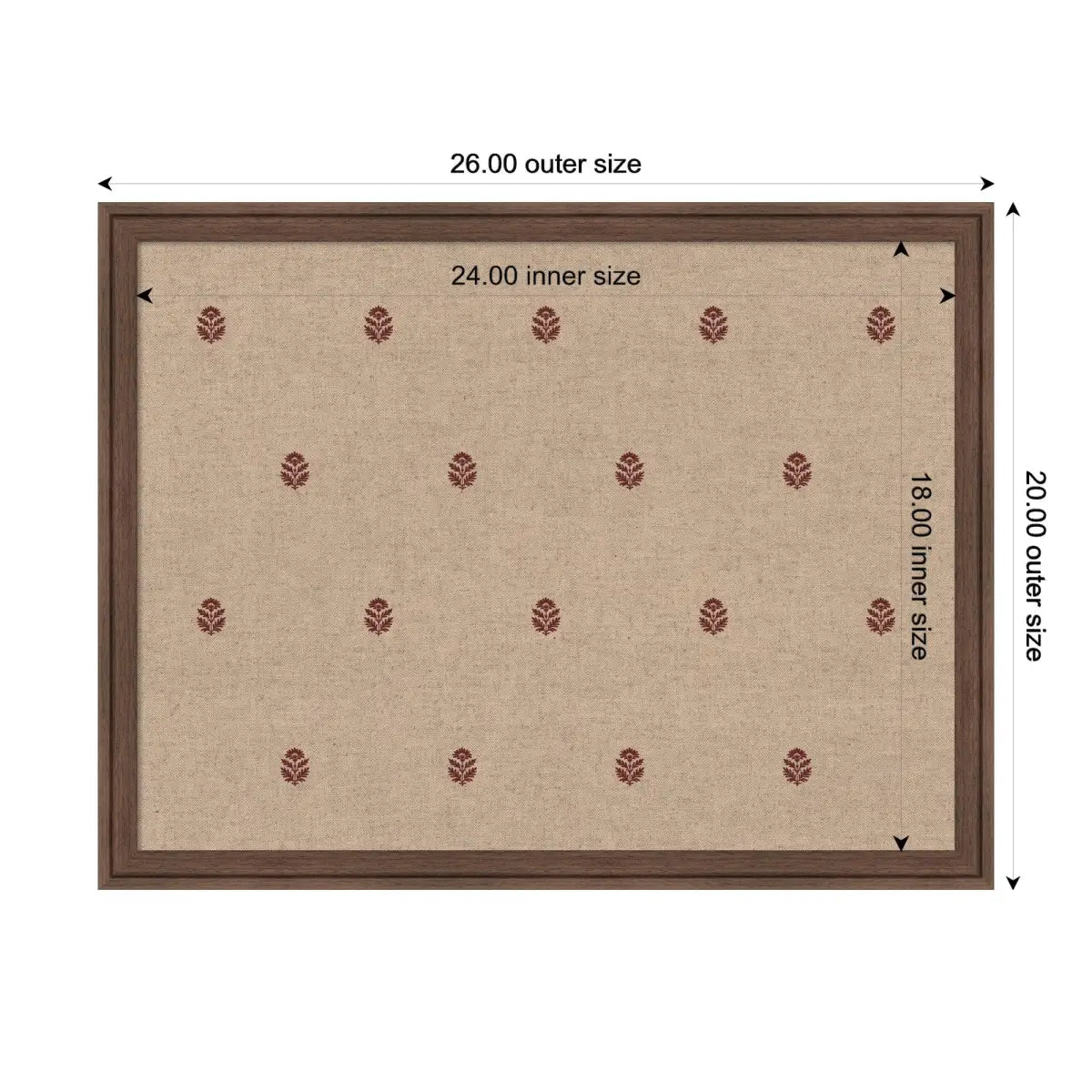 Bulletin Board - Pinboard Red Botanical Block Print - kateandlaurel