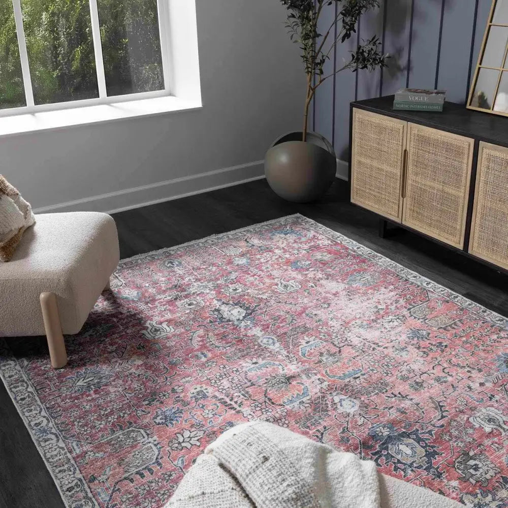 Burgundy Holi-2303 Washable Area Rug - Boutique Rugs