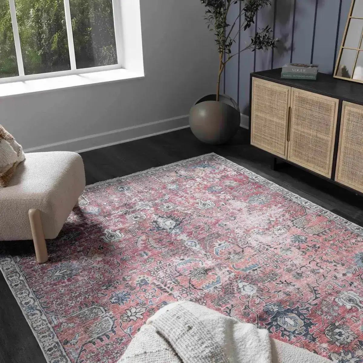 Burgundy Holi Washable Area Rug - Boutique Rugs