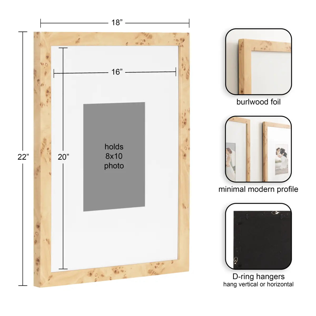 Burlock Burlwood Picture Frames - Set of 2 - Natural - kateandlaurel