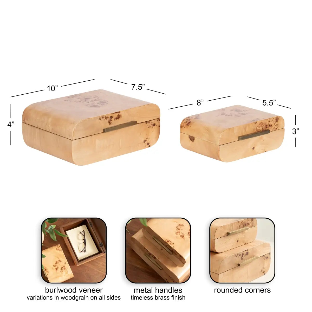 Burlock Burlwood Boxes - Set of 2 - kateandlaurel
