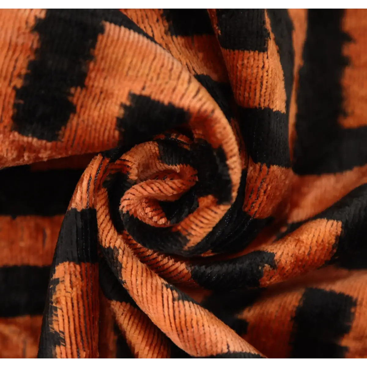Burnt Orange Black Geometric Silk Velvet Pillow – 20x20 Handmade Luxury Cushion - Canvello
