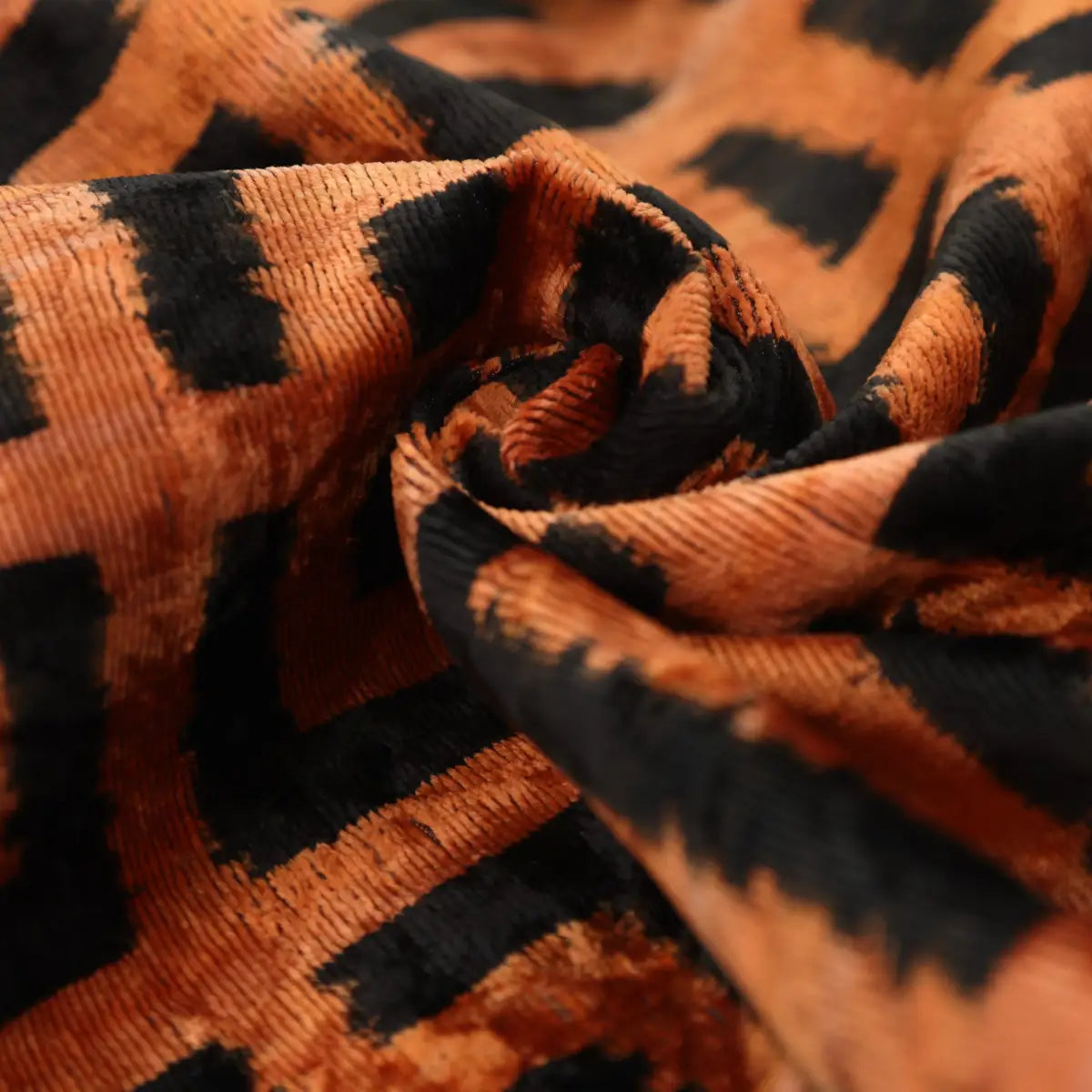 Burnt Orange Geometric Silk Velvet Pillow – 16x16 Handmade Luxury Cushion - Canvello