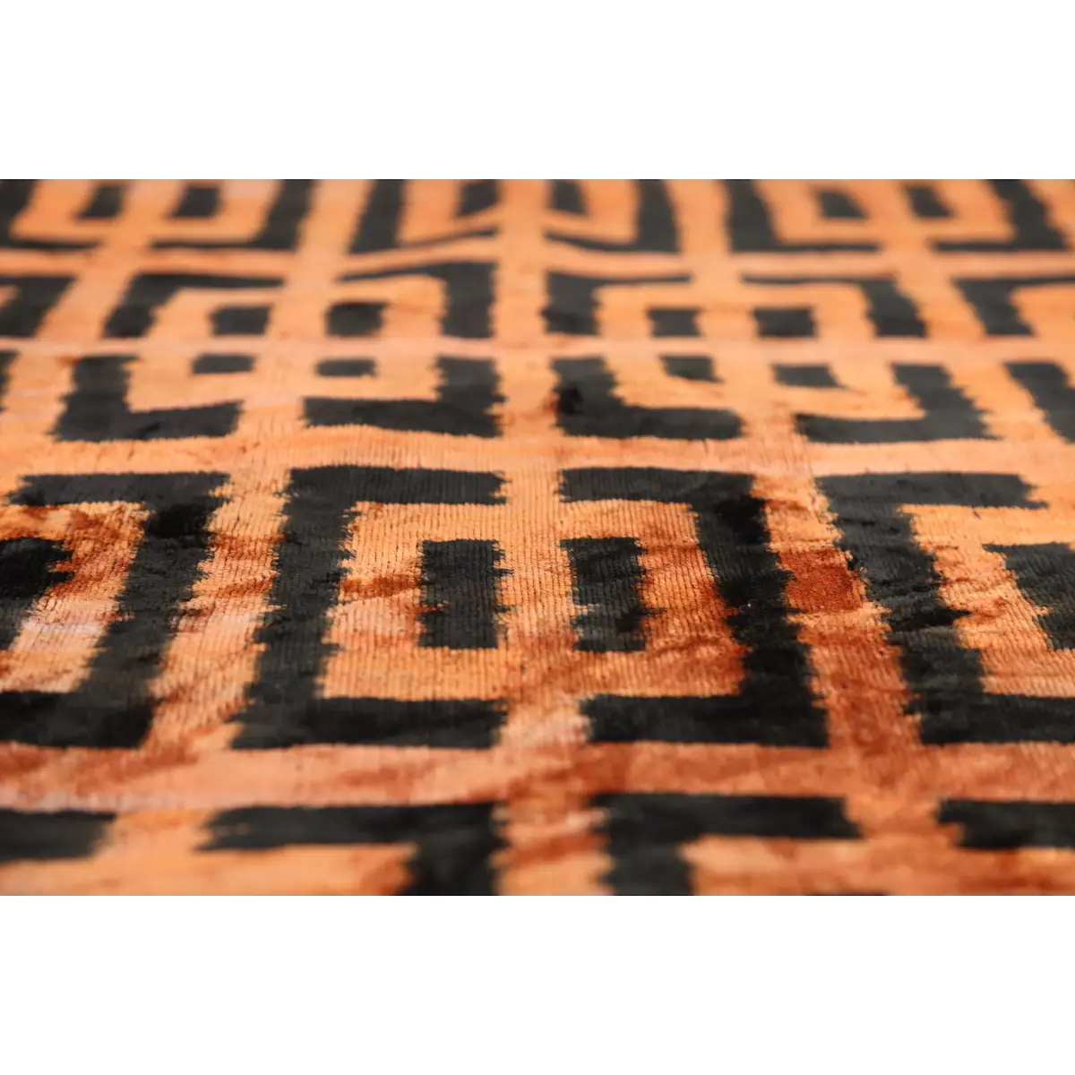 Burnt Orange Geometric Silk Velvet Pillow – 16x16 Handmade Luxury Cushion - Canvello