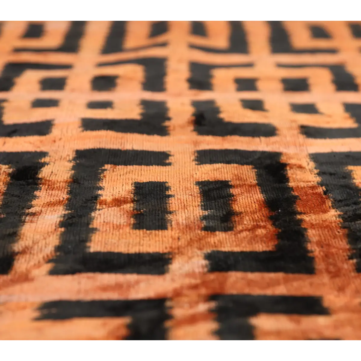 Burnt Orange Silk Velvet Geometric Lumbar Pillow 16x24 - Canvello