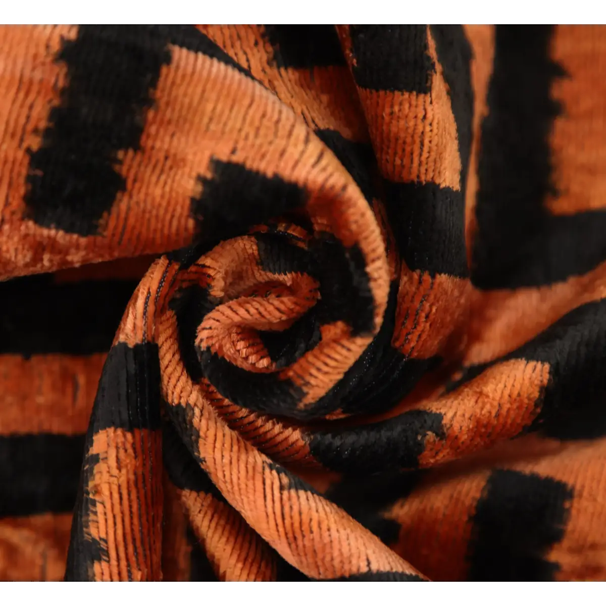 Burnt Orange Silk Velvet Geometric Lumbar Pillow 16x24 - Canvello