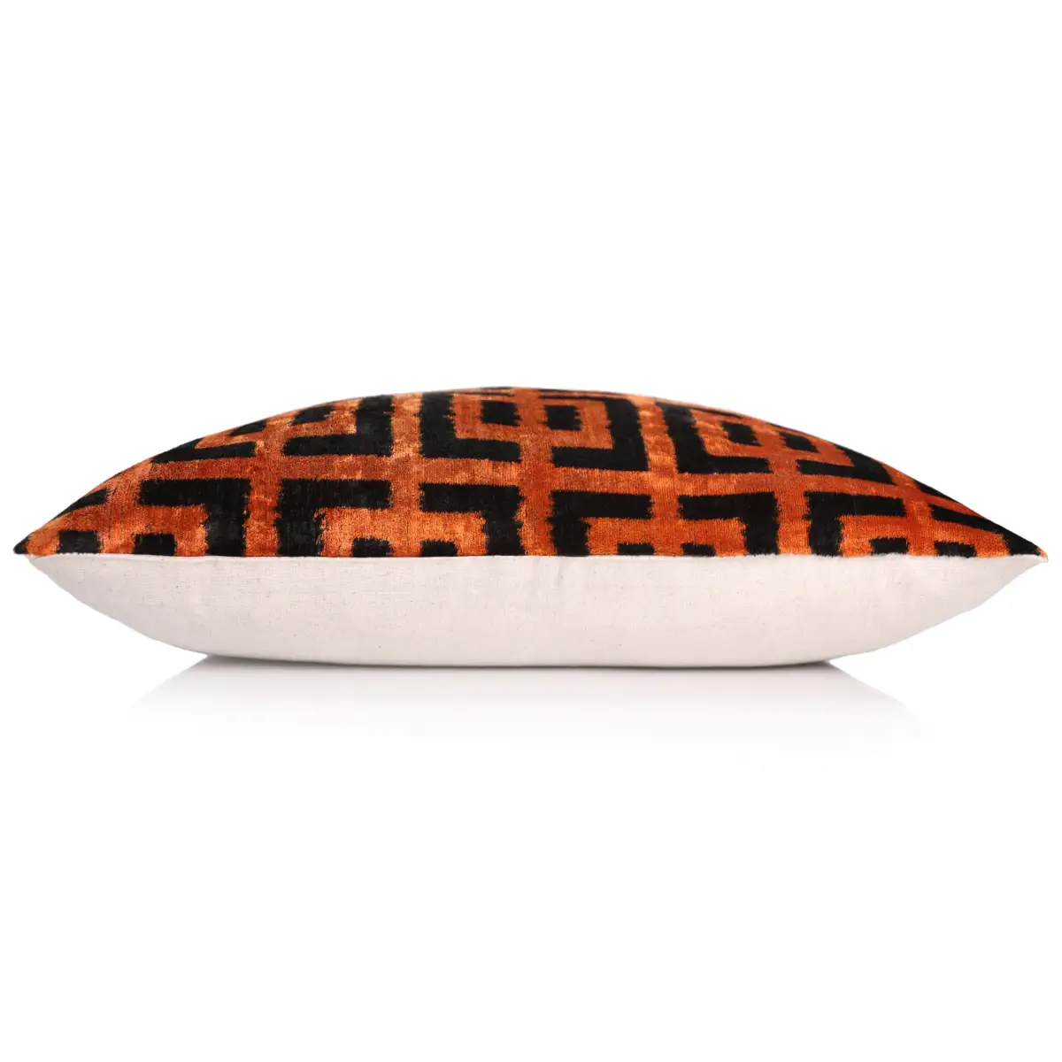 Burnt Orange Silk Velvet Geometric Lumbar Pillow 16x24 - Canvello