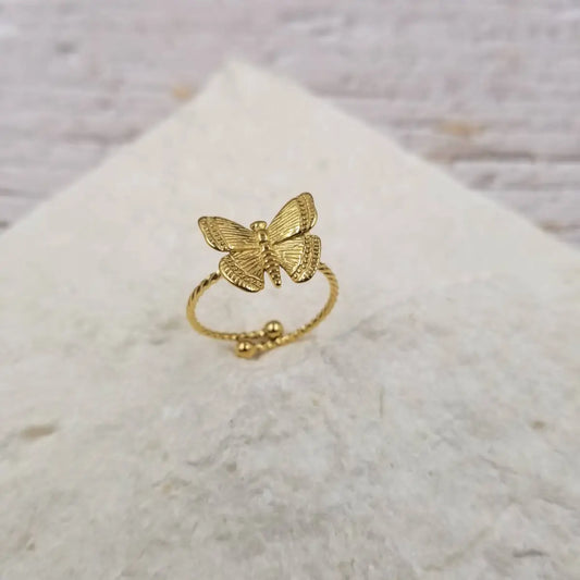 Butterfly Ring - 18K gold plated - Honeybee Vintage