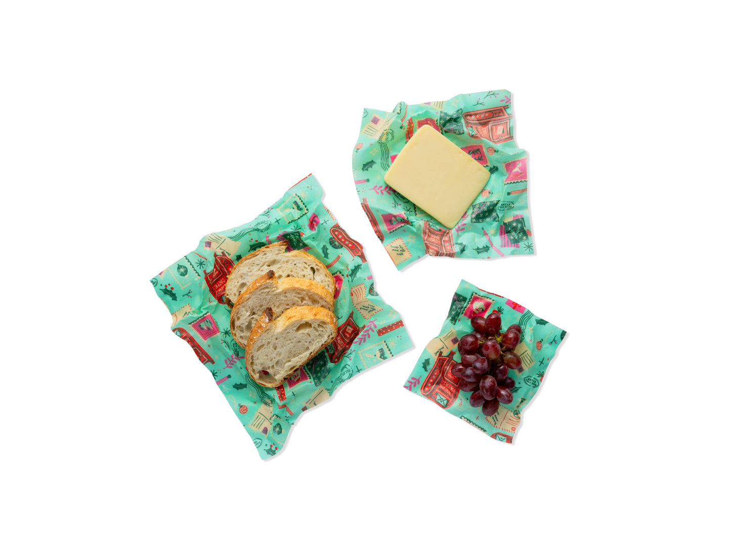 Christmas Beeswax Food Wraps - Pack of 3