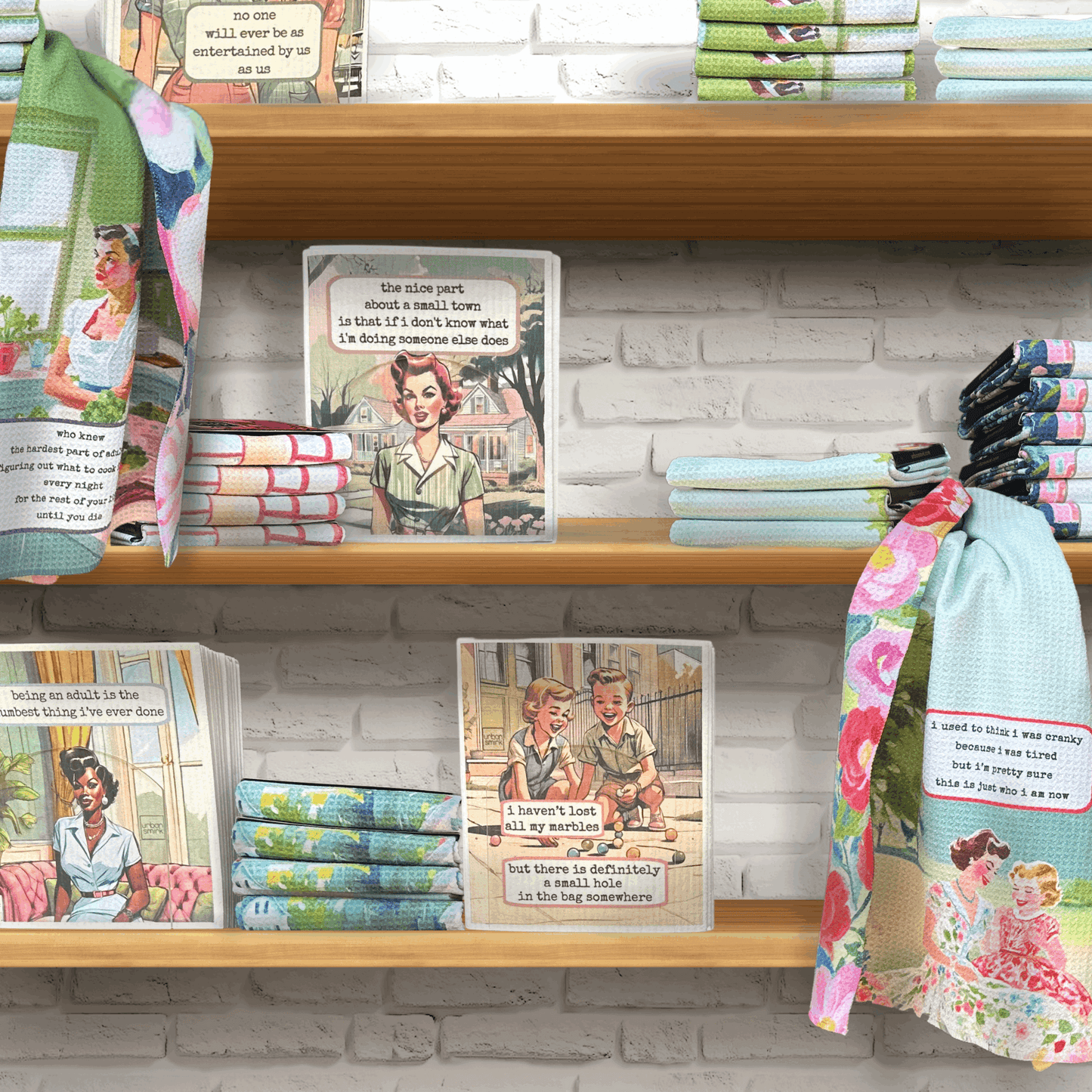 Funny Retro Swedish Dishcloth - Small Town