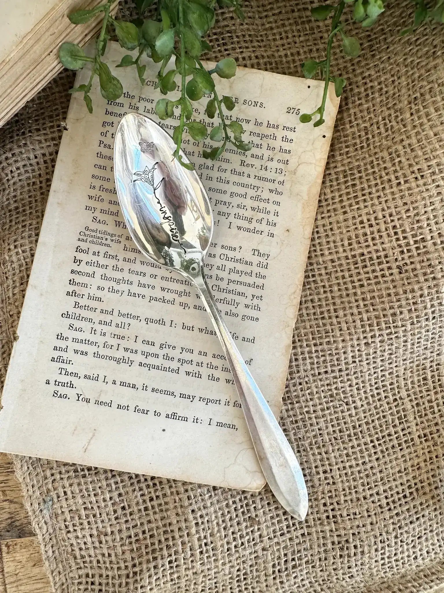 Floral Stem Inspiration - Vintage Stamped Spoon - The Sassy Barn