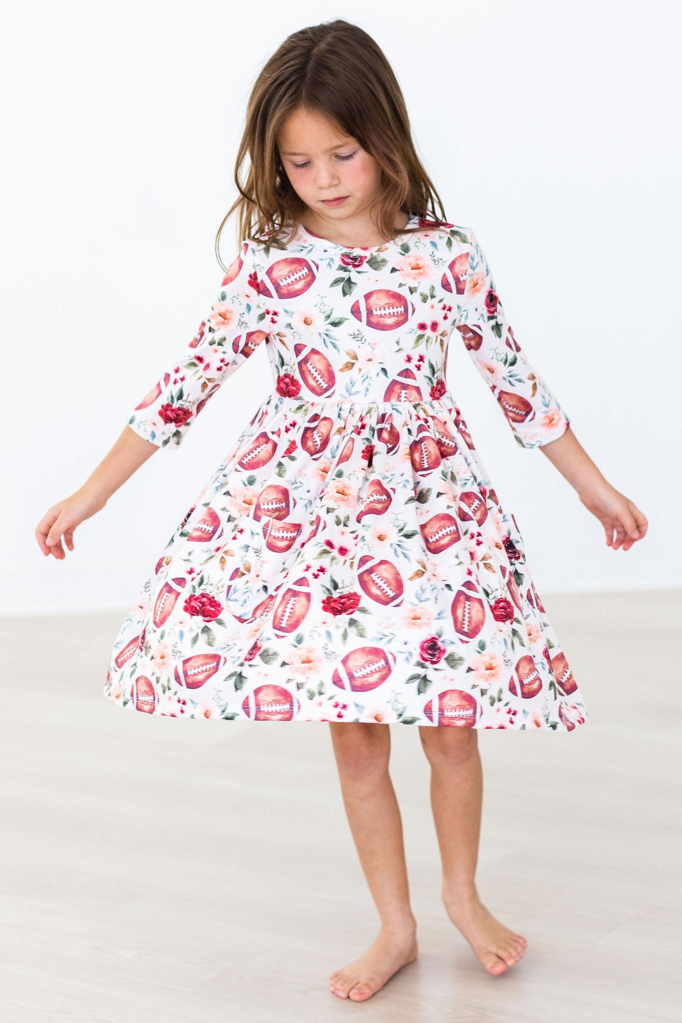 Footballs & Flowers Fall Twirl Dress - Mila & Rose ®