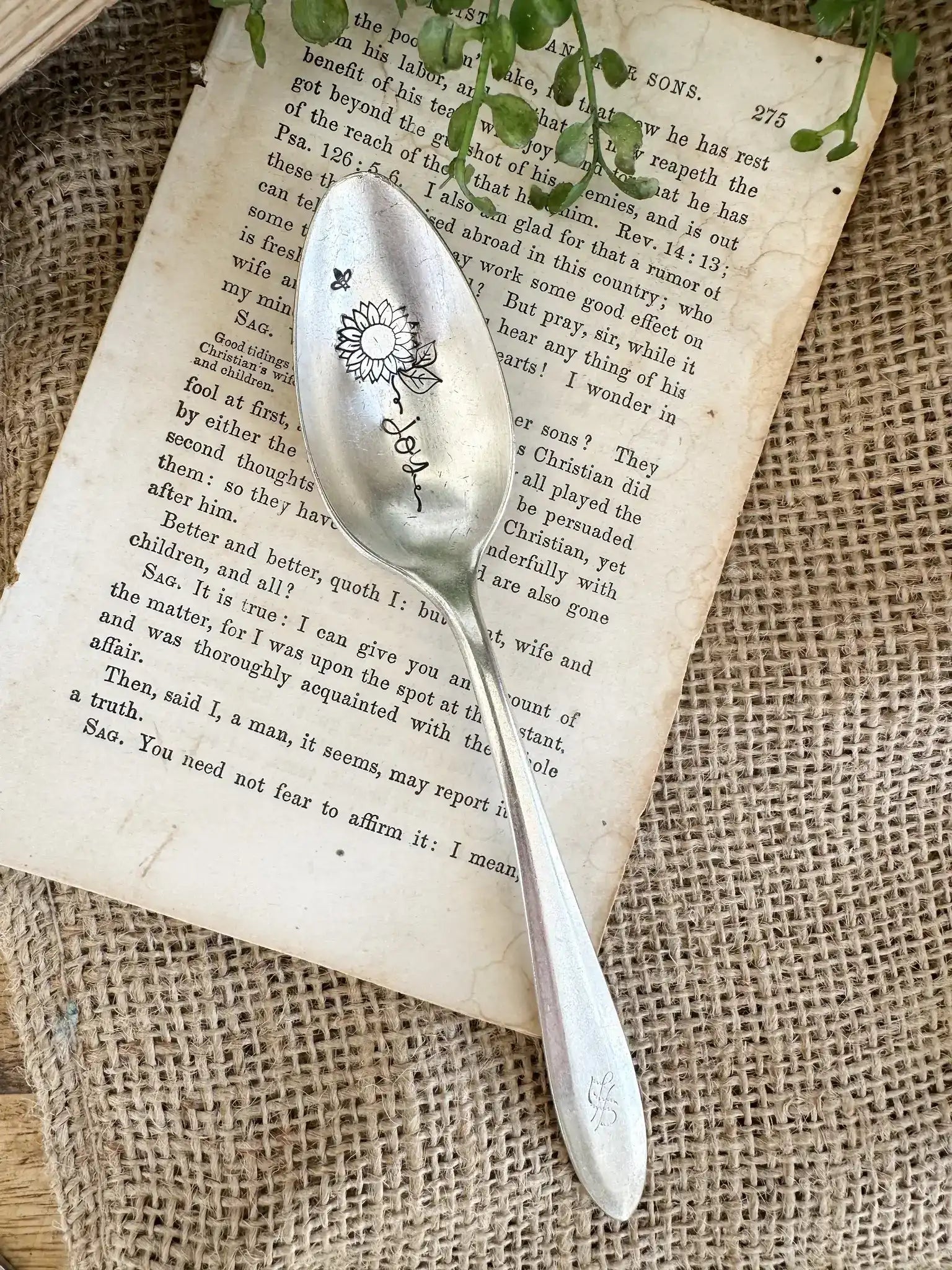 Floral Stem Inspiration - Vintage Stamped Spoon - The Sassy Barn