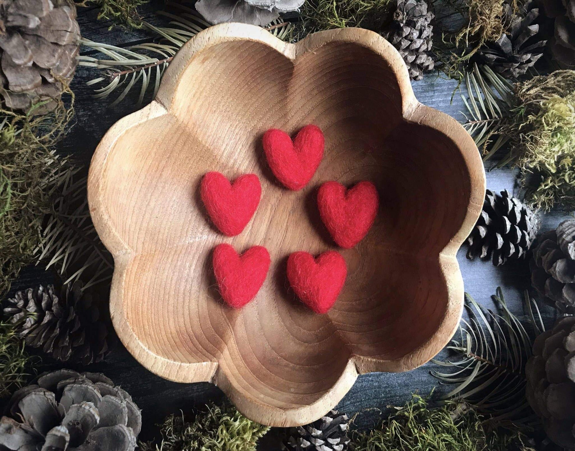 Red Felted Wool Hearts