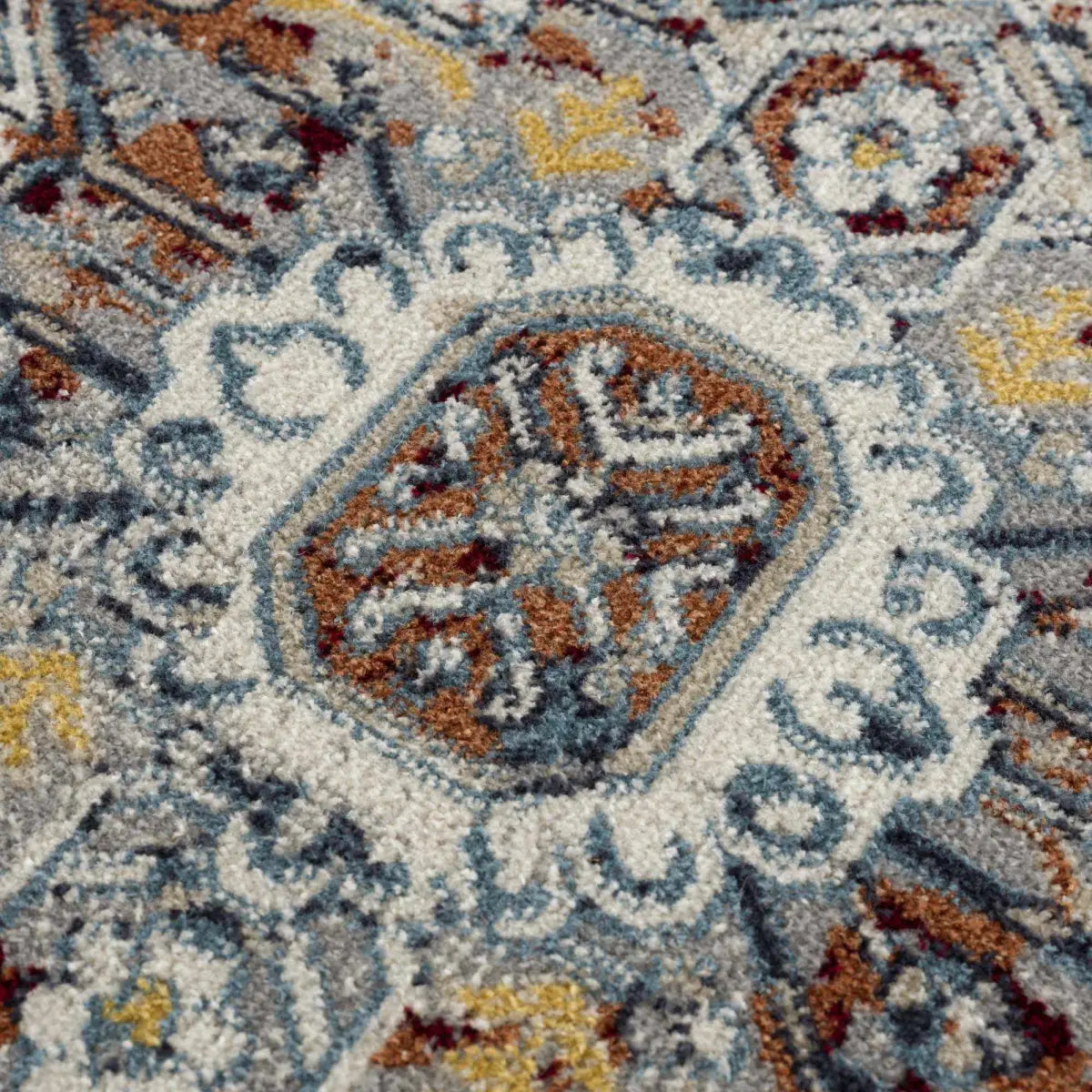 Cabacungan Blue & Rust Washable Area Rug - 6’7’’ x 6’7’’ Round - Boutique Rugs