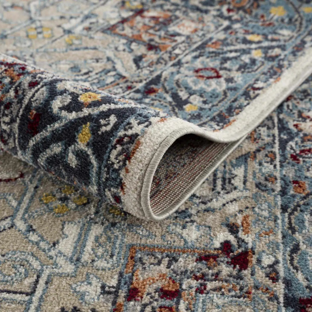 Cabacungan Blue & Rust Washable Area Rug - Boutique Rugs