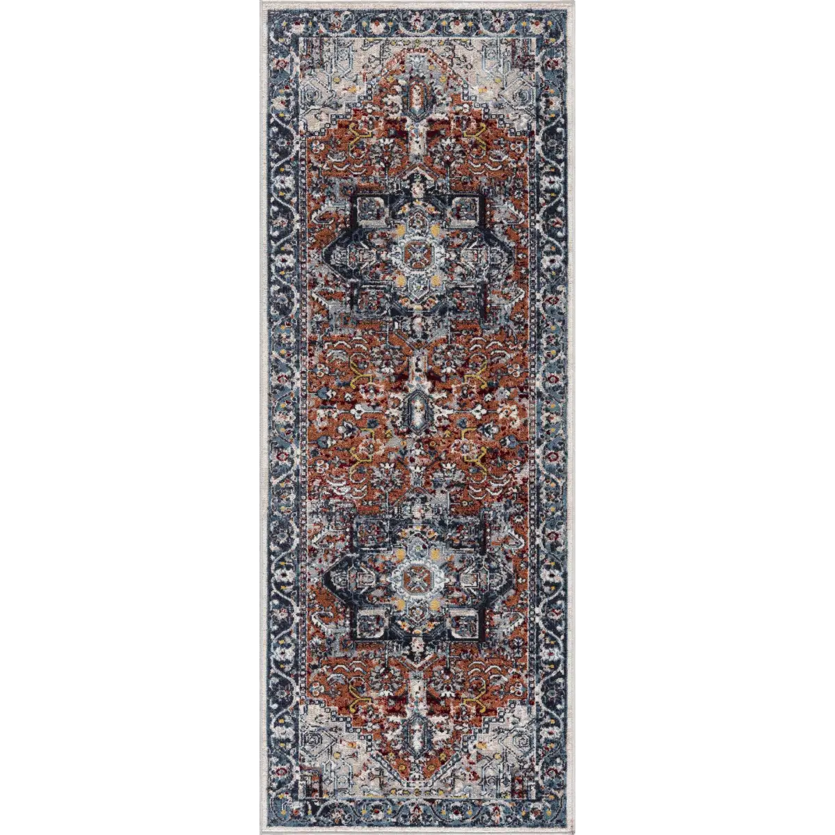Cabacungan Blue & Rust Washable Area Rug - Boutique Rugs