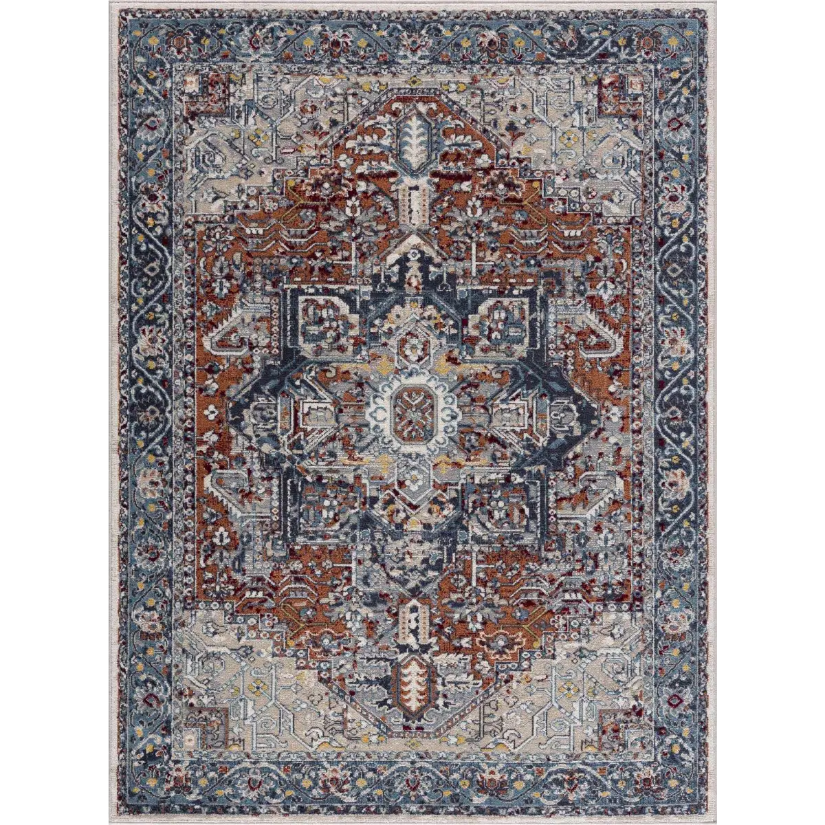 Cabacungan Blue & Rust Washable Area Rug - Boutique Rugs