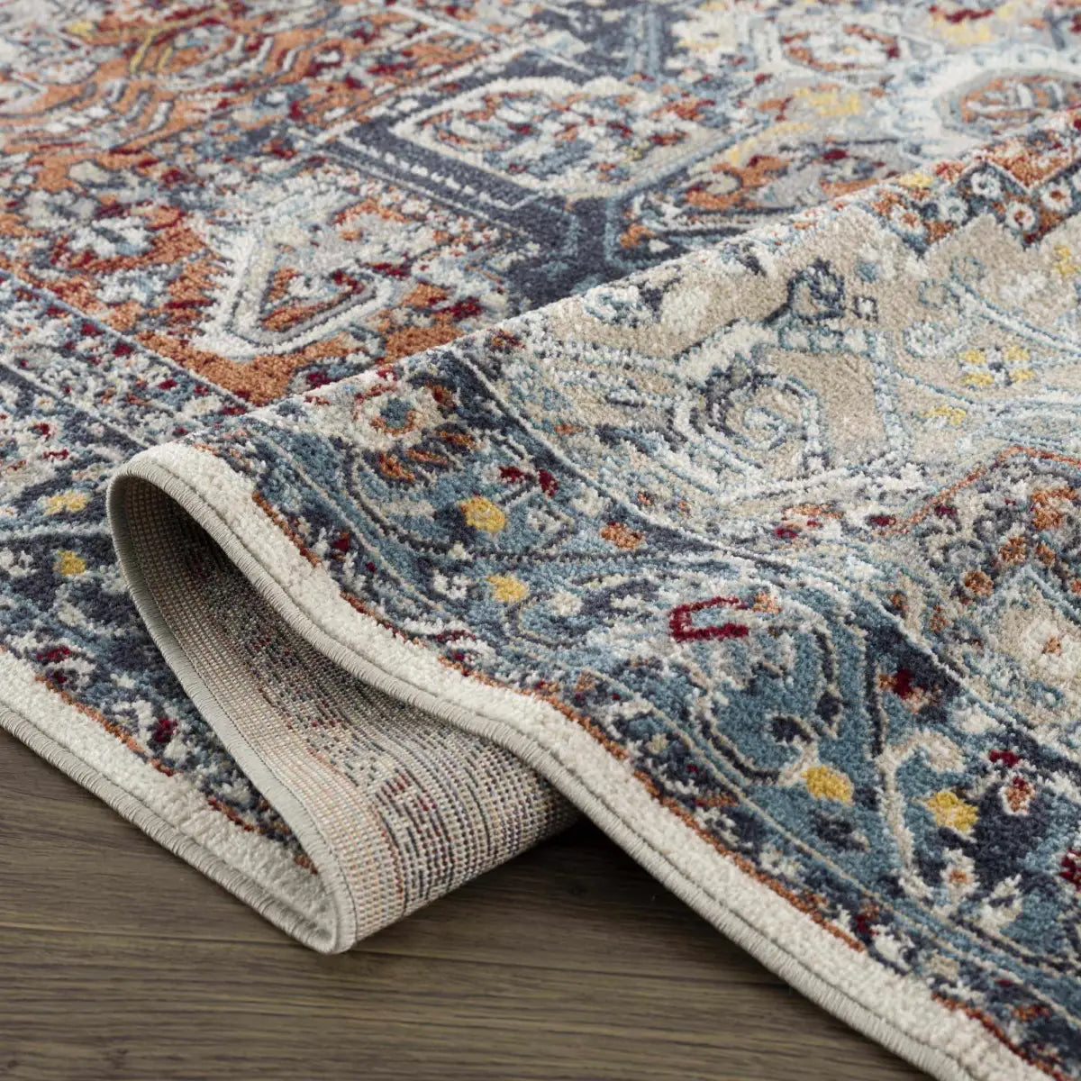 Cabacungan Blue & Rust Washable Area Rug - Boutique Rugs