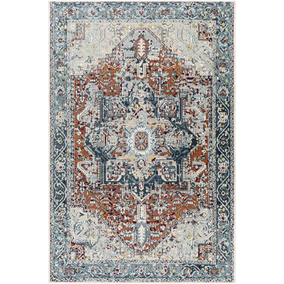 Cabacungan Blue & Rust Washable Area Rug - Boutique Rugs