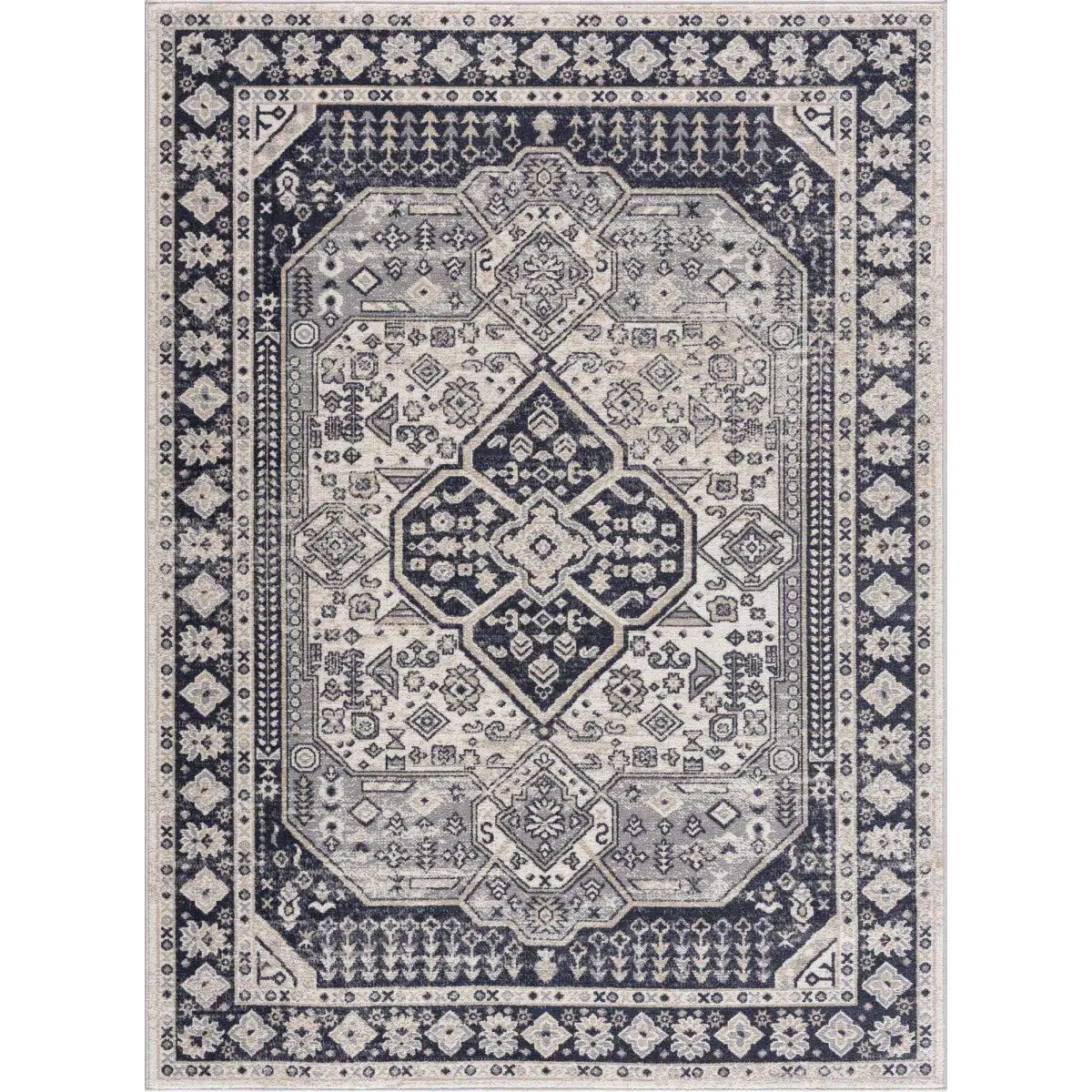 Cabacungan Cream & Gray Washable Area Rug - Boutique Rugs