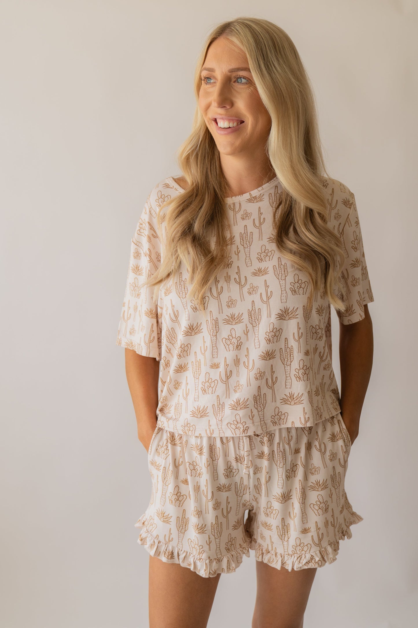 Women's Bamboo Pajama Shorts Set - Cactus