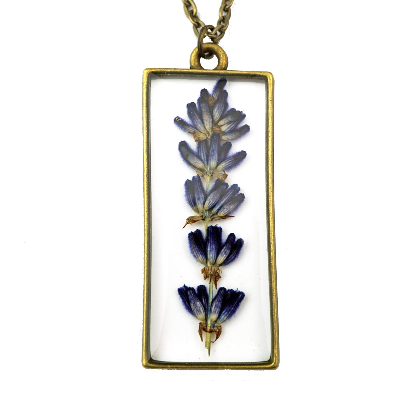 Collier pendentif lavande, fleurs pressées