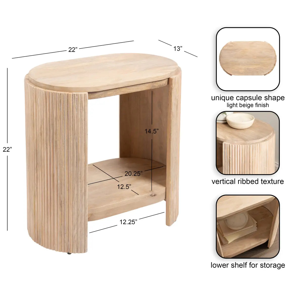 Cakora Capsule Wood Side Table - kateandlaurel