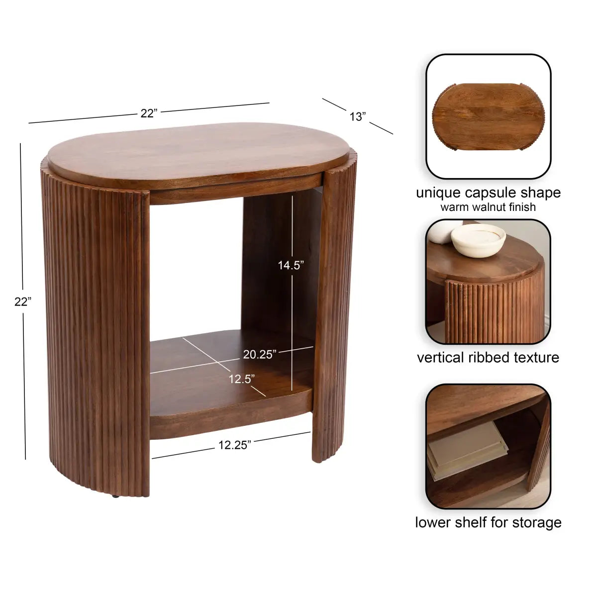 Cakora Capsule Wood Side Table - kateandlaurel