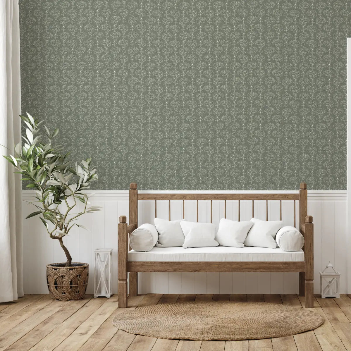 Calista Wallpaper - Subtle Flower Line Drawings - by Sabina Maria - Loomwell Home Goods