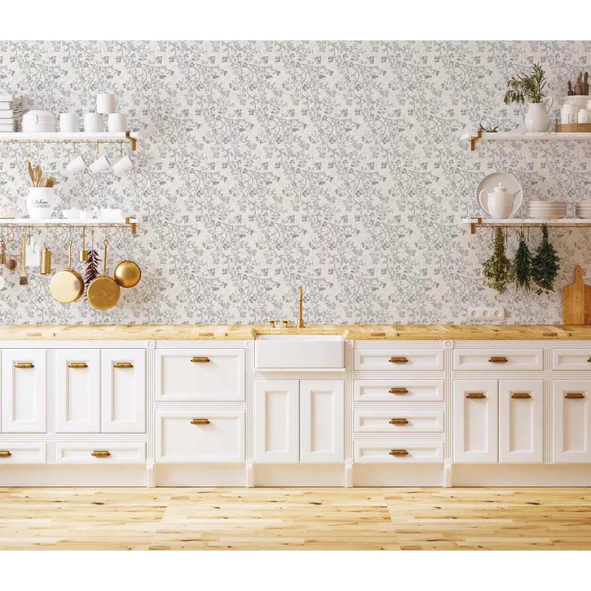 Calla Wallpaper - Vines and Tiles - by The Bright Leaf Design - Loomwell Home Goods
