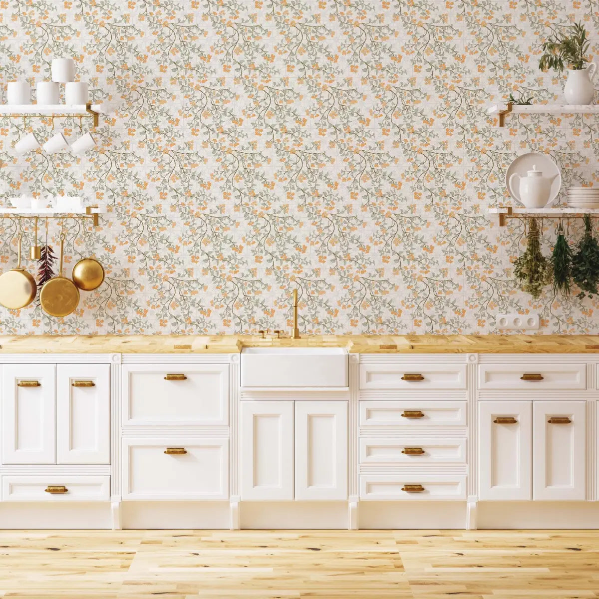 Calla Wallpaper - Vines and Tiles - by The Bright Leaf Design - Loomwell Home Goods