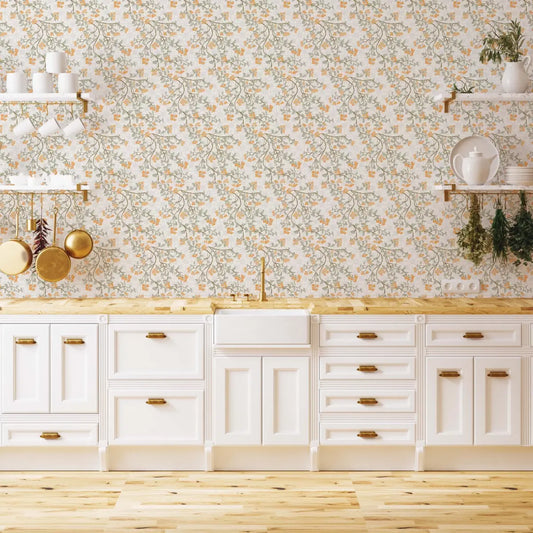 Calla Wallpaper - Vines and Tiles - by The Bright Leaf Design - Loomwell Home Goods